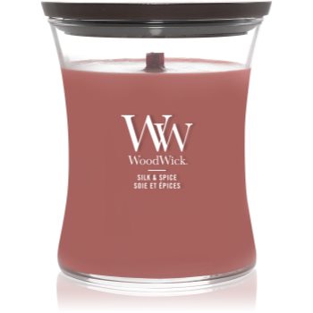 Woodwick Silk & Spice lumânare parfumată cu fitil din lemn